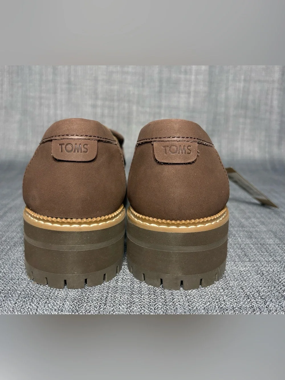Toms Women's Cara Lug Sole Loafers Dark Brown Leather Size 8